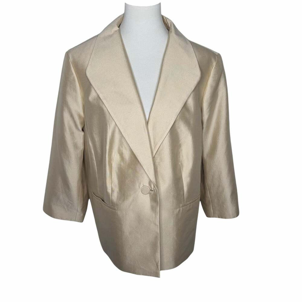 Talbots Woman Womens 18W Silk Cotton Blazer Champagne Beige Dressy Elegant NWT
